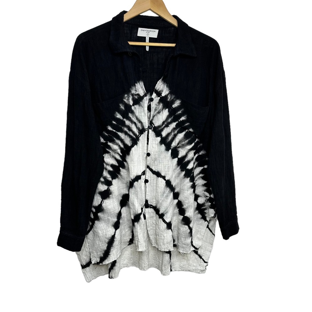 One Teaspoon Hand Printed Button Down Long Sleeve… - image 3